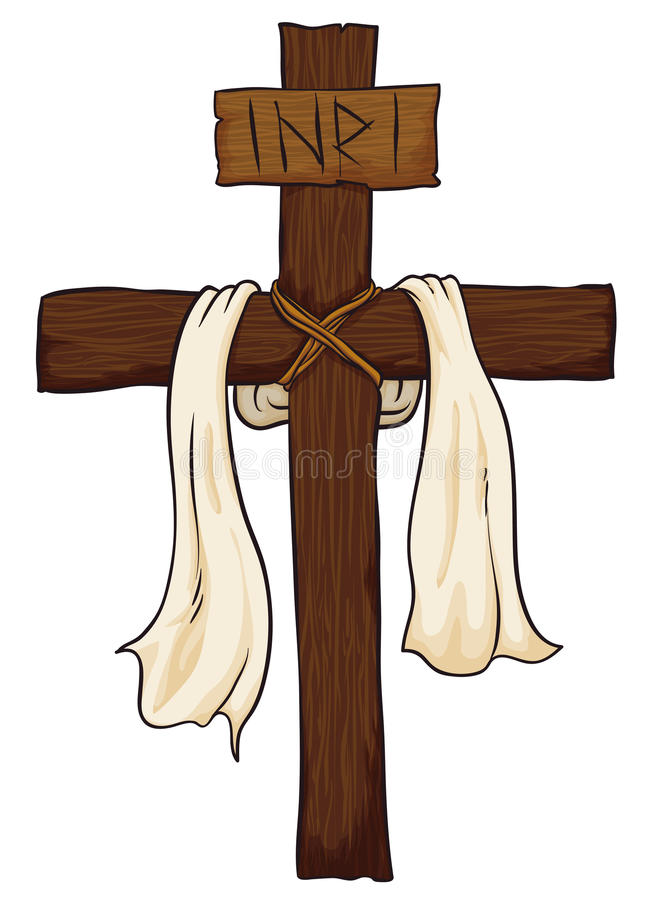 Wooden Holy Cross With Fabric And Inri Sign Vector Clipart 670x900 Wooden Holy Cross With Fabric And Inri Sign Vector Clipart