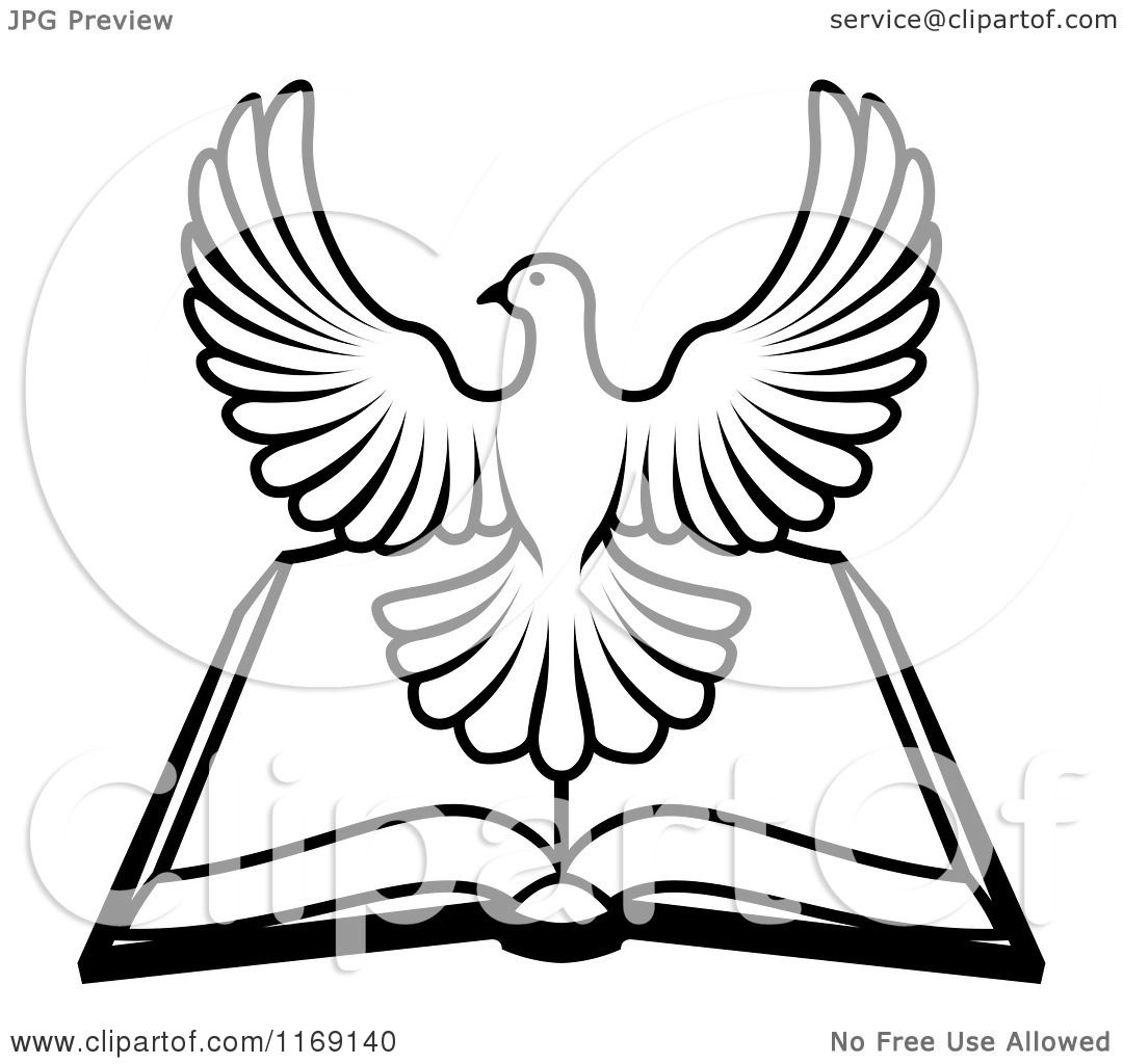 1080x1024 Clipart Of A Black And White Holy Spirit Dove Over An Open Bible