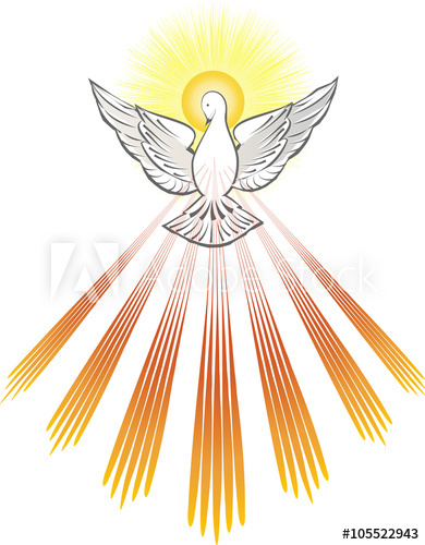 390x500 Holy Spirit Symbol Dove With Halo And Seven Rays Of Fire, Symbols