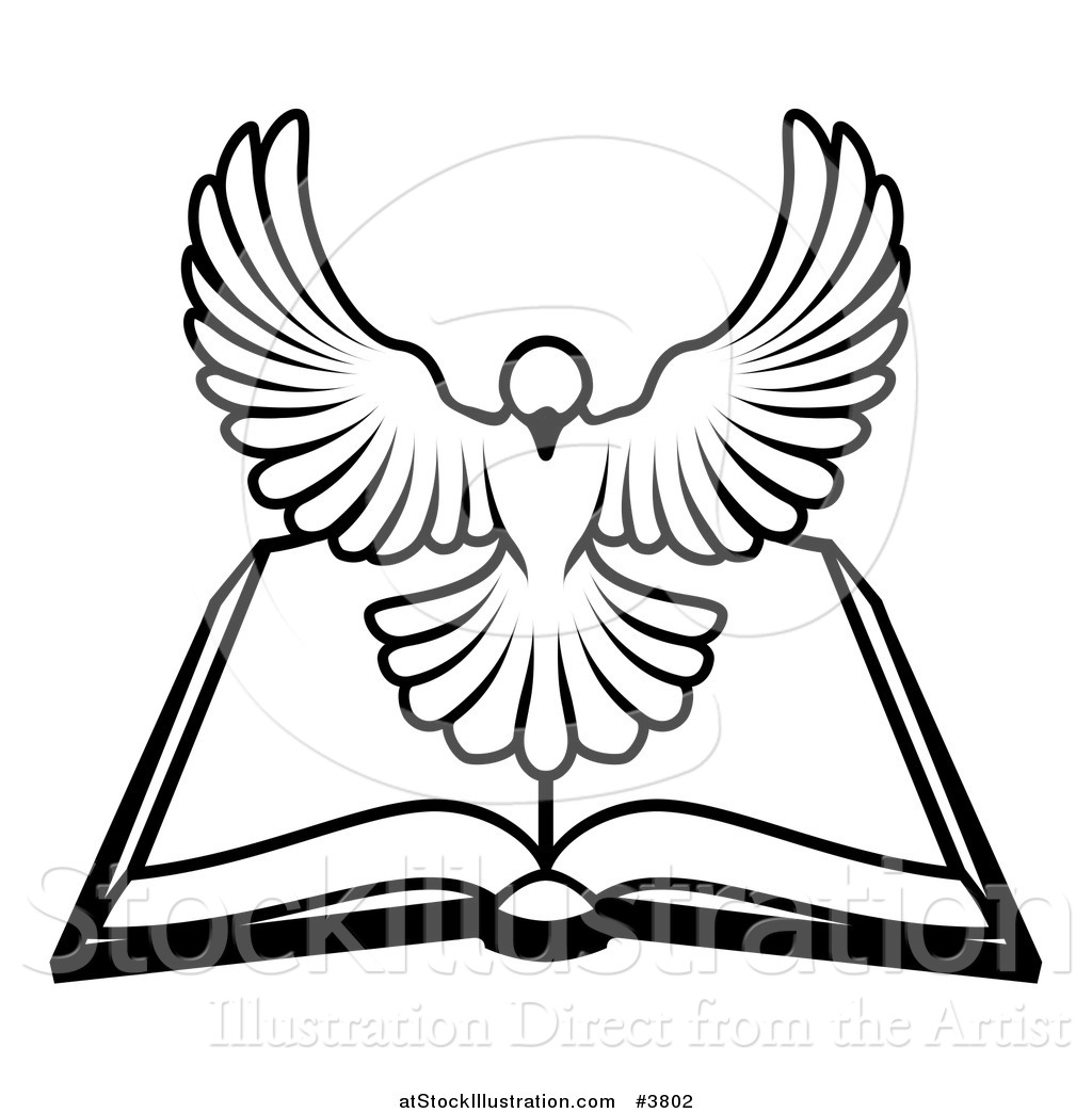 1024x1044 Vector Illustration Of A Black And White Holy Spirit Dove Above