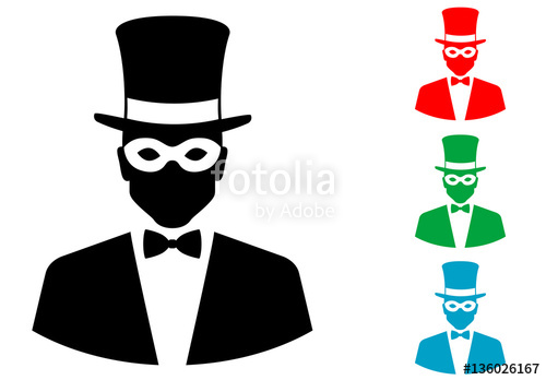 500x348 Icono Plano Silueta Hombre Con Chistera Y Antifaz Varios Colores