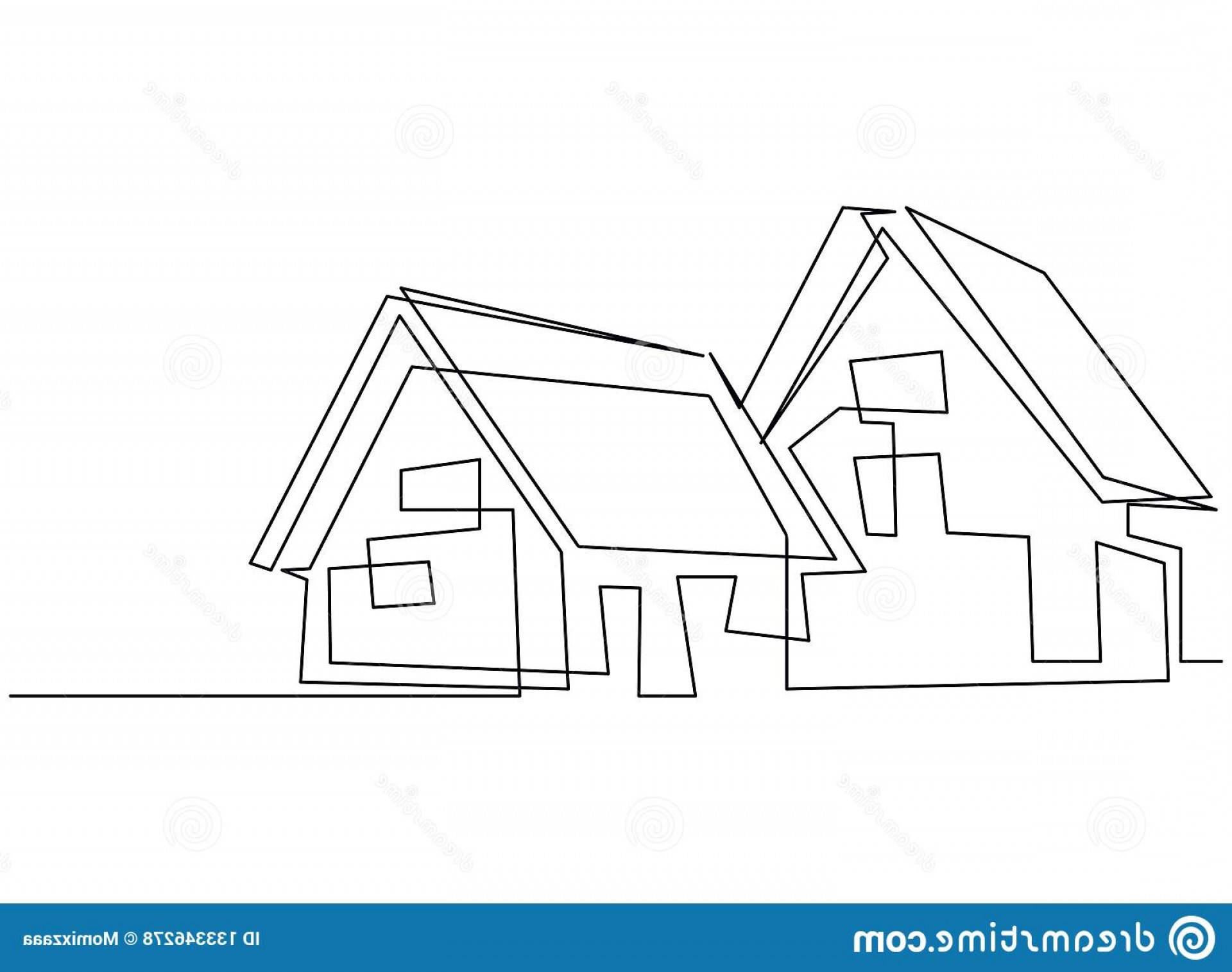1920x1514 Continuous Line Drawing House Residential Building Concept Logo