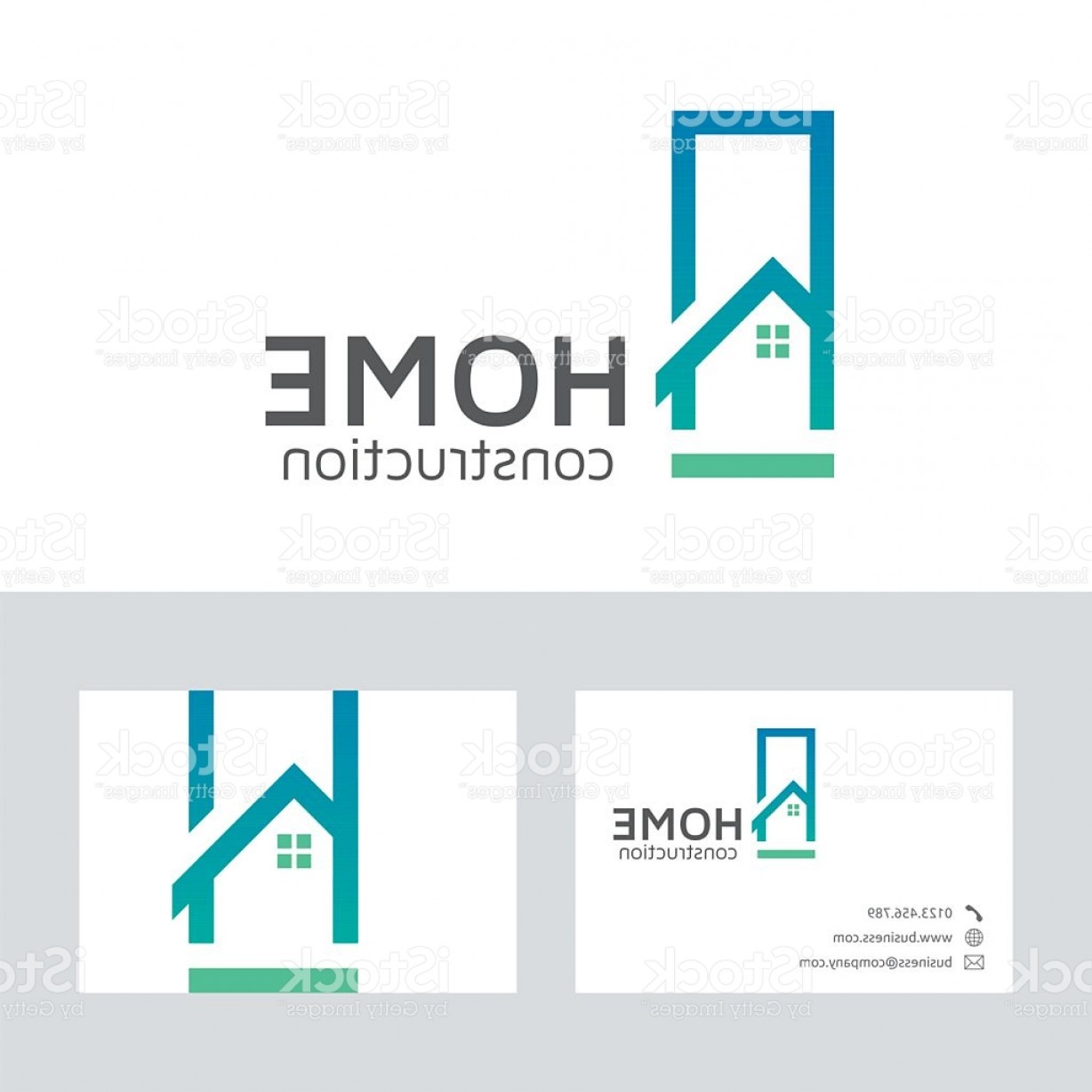 1228x1228 Home Construction Vector Logo With Business Card Template Gm