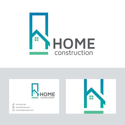 416x416 Home Construction Vector Logo With Business Card Template Premium