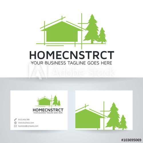 500x500 Home Construction Vector Logo With Business Card Template
