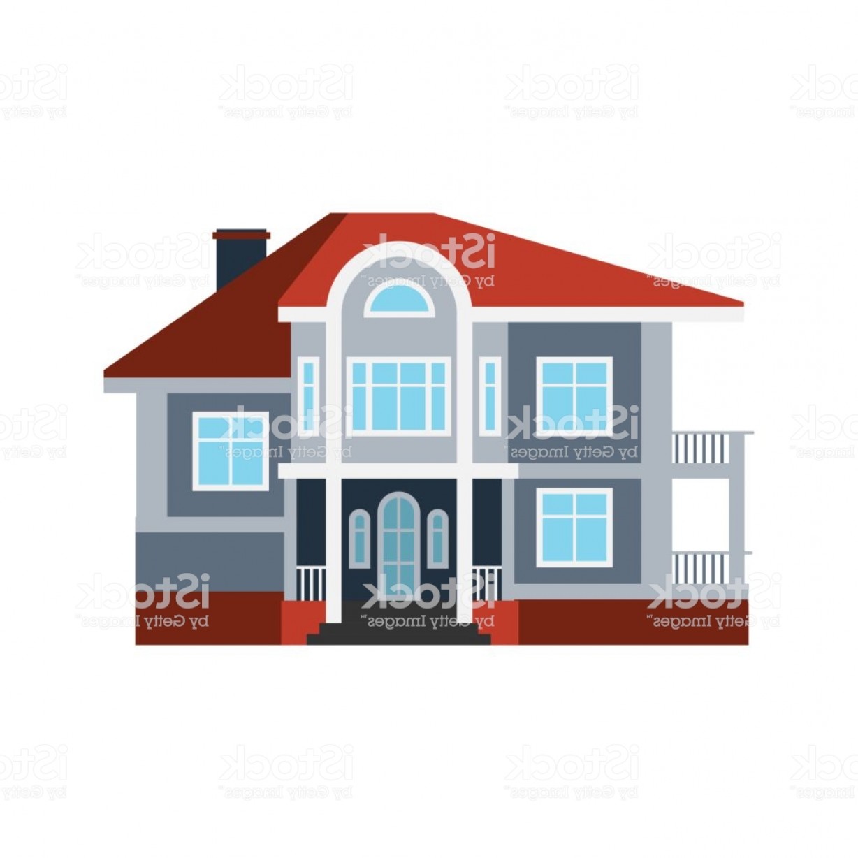 1228x1228 House Front View Vector Illustration Building Architecture Home