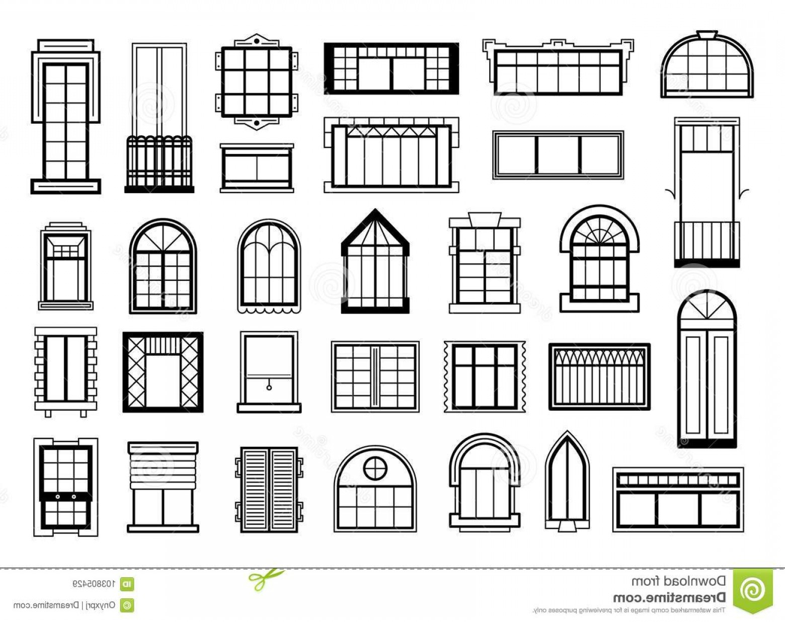 1560x1236 Vector Illustrations Set Different Silhouettes Window Frames