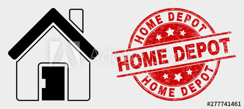 Vector Home Pictogram And Home Depot Seal Red Rounded Scratched 500x224 Vector Home Pictogram And Home Depot Seal Red Rounded Scratched