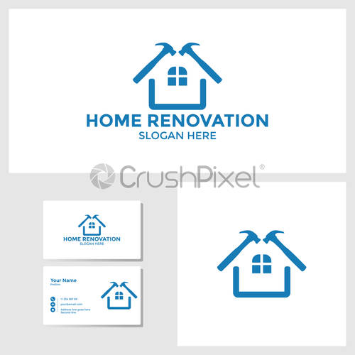500x500 Home Improvement Logo Design Inspiration With Business Card Mockup