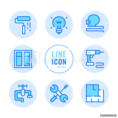 500x500 Home Improvement Vector Line Icons Set Home Renovation, Floor