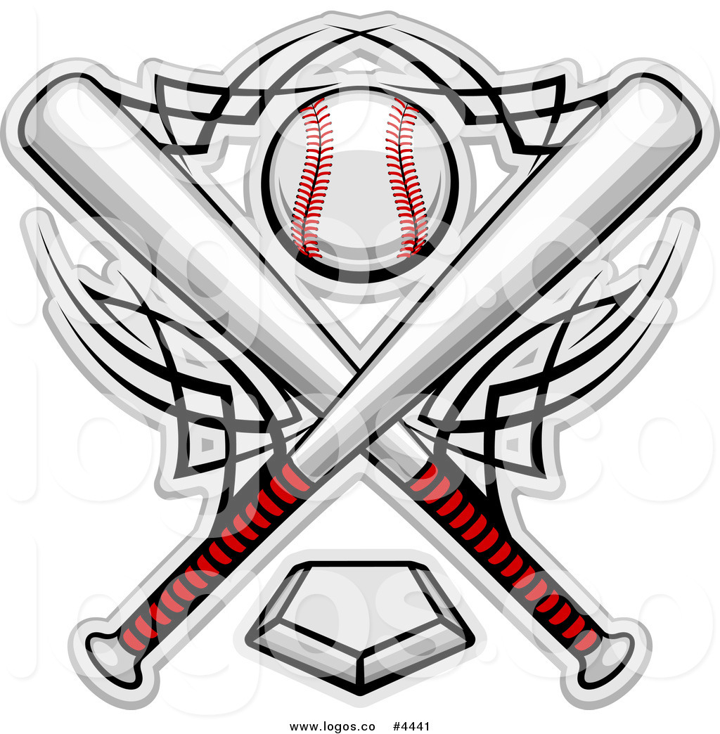 1024x1044 Royalty Free Bats And A Baseball Over A Home Plate Logo