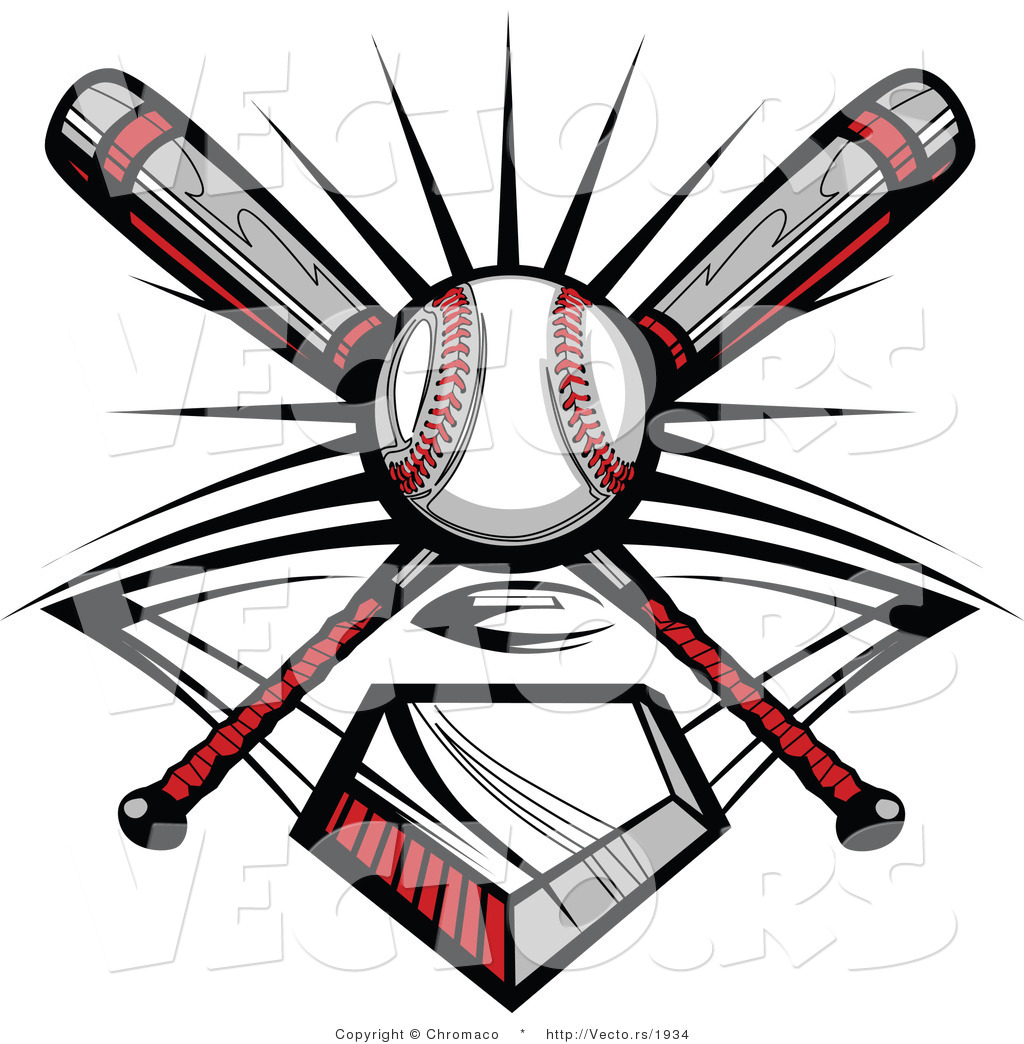 1024x1044 Vector Of A Ball And Baseball Bats Crossed Over Home Plate