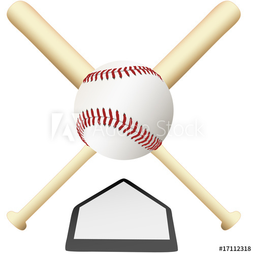 500x500 Baseball Emblem Crossed Bats Over Home Plate