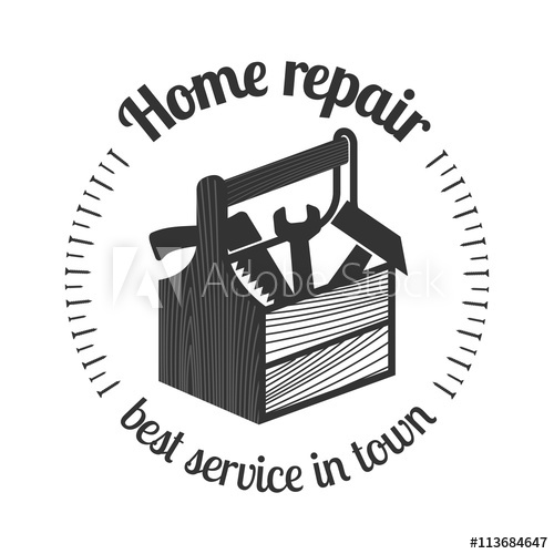 500x500 Home Repair Vector Logo, Badge, Design Element
