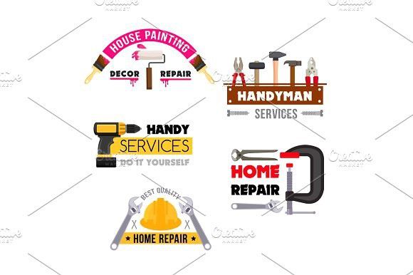 580x386 House Repair Vector Icons Of Handyman Work Tools Instrument