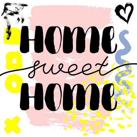 450x450 Home Sweet Home Vector Hand Drawn Brush Lettering On Colorful