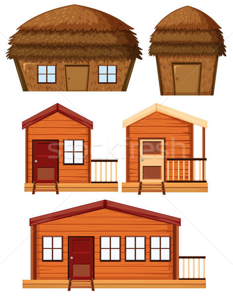 470x600 Set Of Wooden House Vector Illustration Daniel Cole