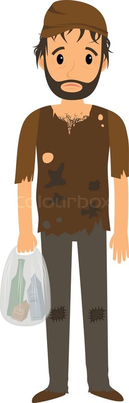 257x800 Homeless Man In Dirty Old Clothes Stock Vector Colourbox
