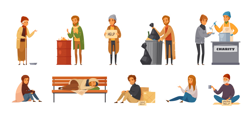 861x400 Page Homeless On Curated Vector Illustrations, Stock Royalty