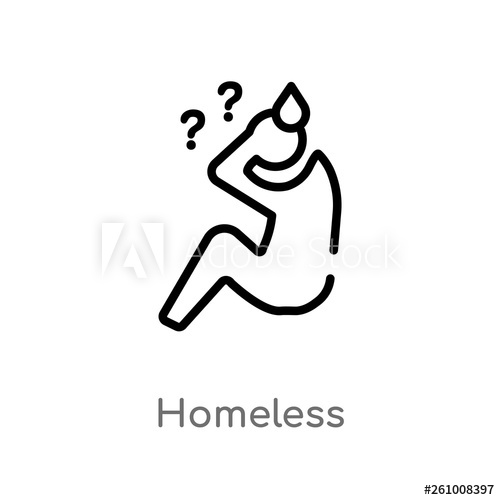 500x500 Outline Homeless Vector Icon Isolated Black Simple Line Element