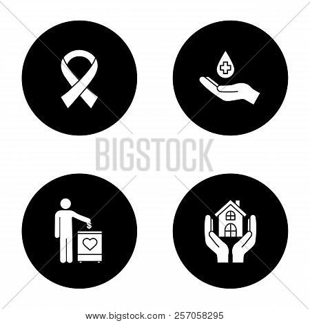 450x470 Charity Glyph Icons Set Fundraising, Anti Hiv Ribbon, Blood