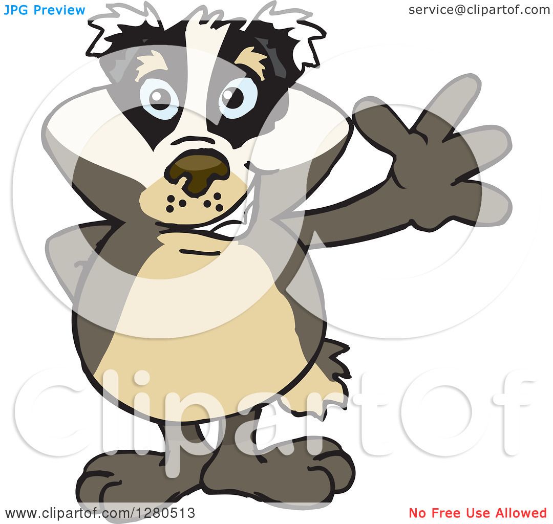 1080x1024 Clipart Of A Friendly Waving Honey Badger