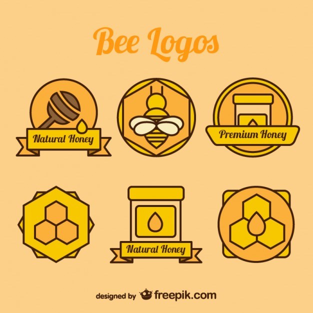 626x626 Bee And Honey Color Logos Collection Free Vector