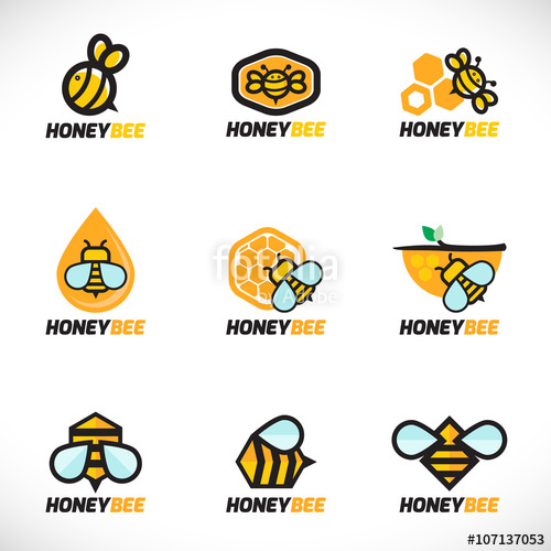 500x500 Honey Bee Logo Vector Set Art Design Stock Image And Royalty Free