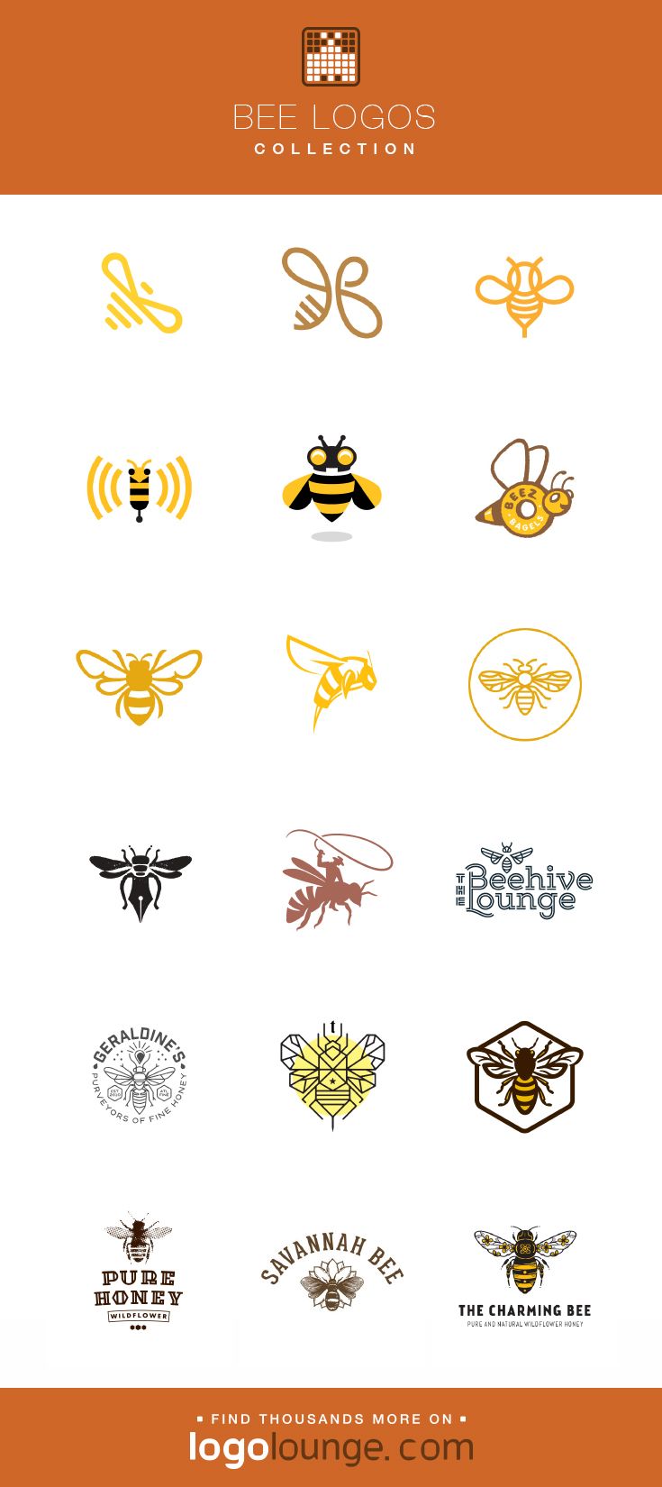 735x1650 Logo Collection Bee Vector Logo Designs Stripes, Wings, Buzz