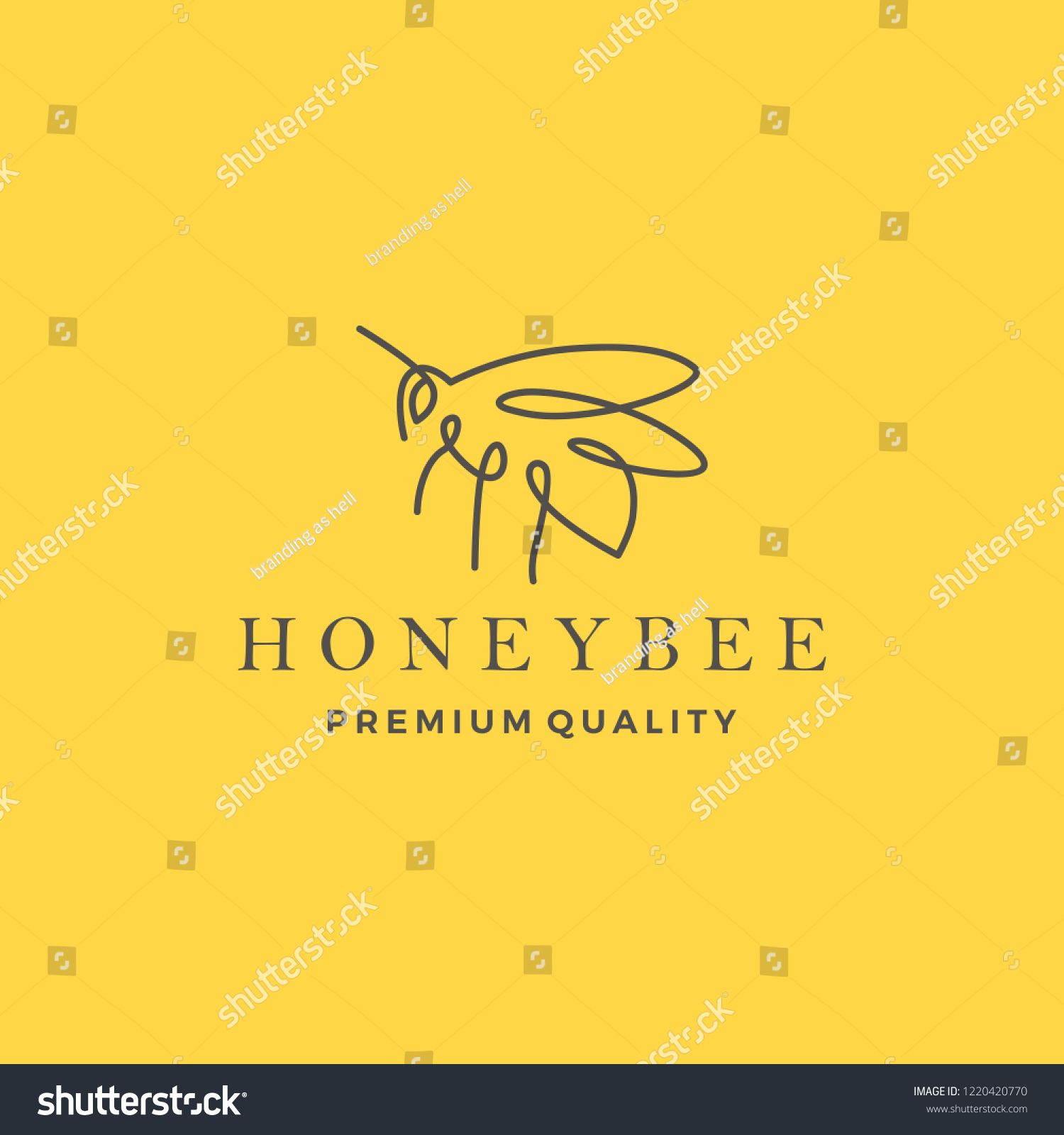 1500x1600 Honey Bee Logo Vector Line Outline Monoline Icon Illustration