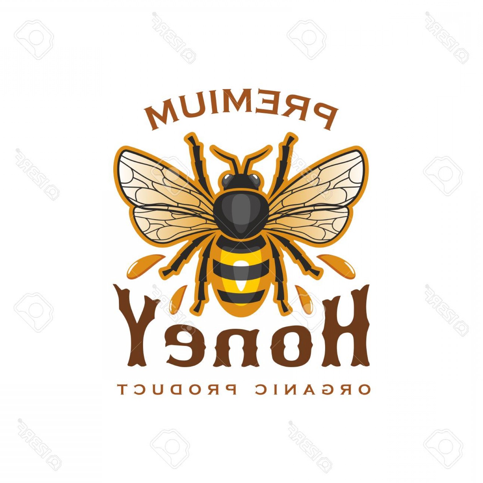 1560x1560 Photostock Vector Honey Bee Vector Icon For Organic Product Label