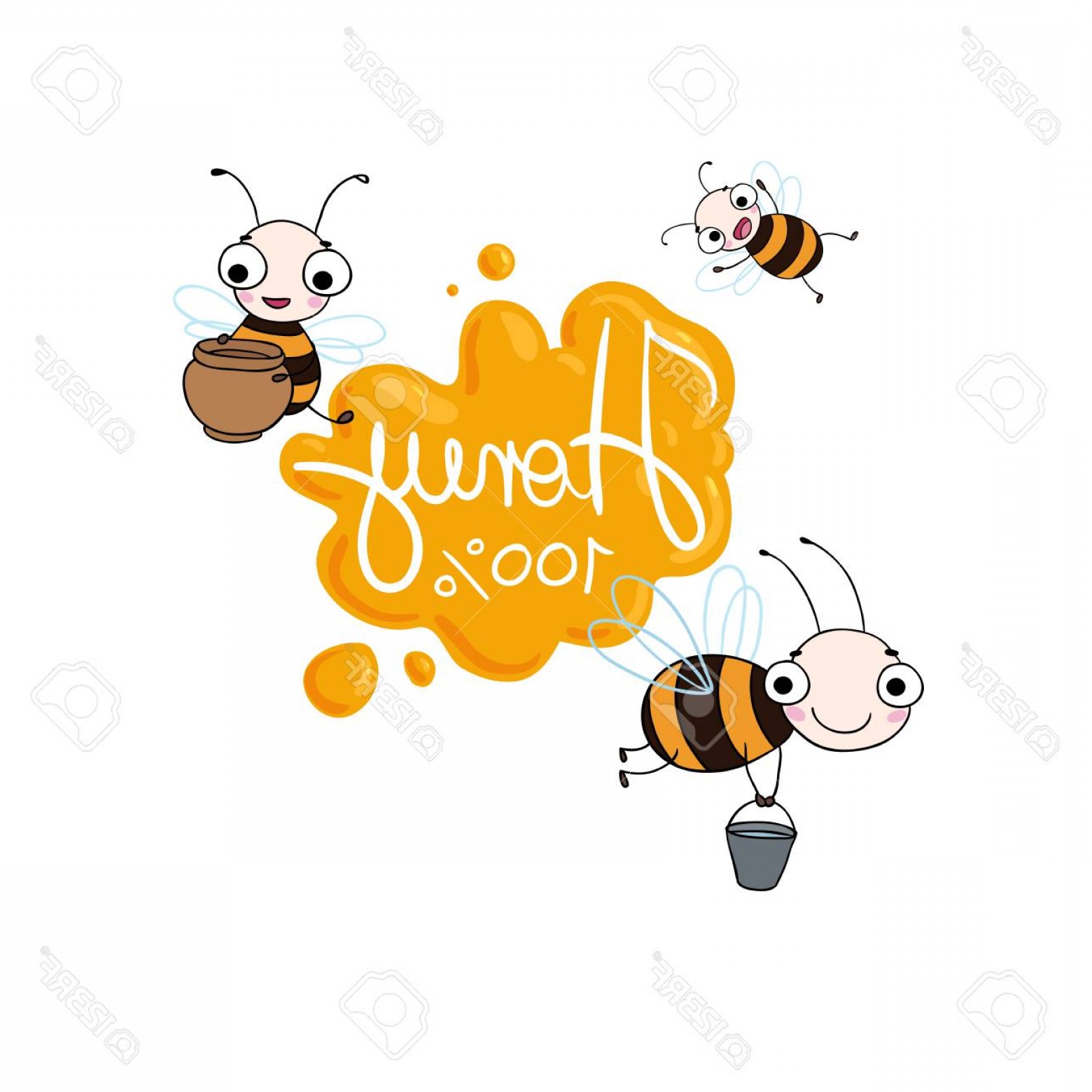 1560x1560 Photostock Vector Set With Cute Cartoon Bees Vector Illustration