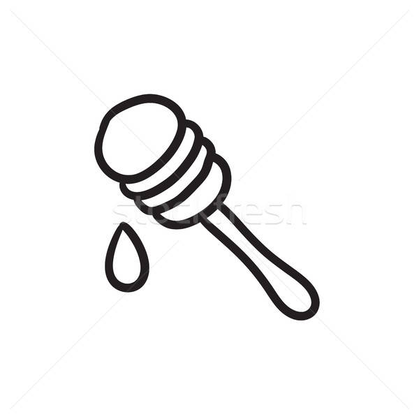 600x600 Honey Dipper Sketch Icon Vector Illustration Andrei Krauchuk