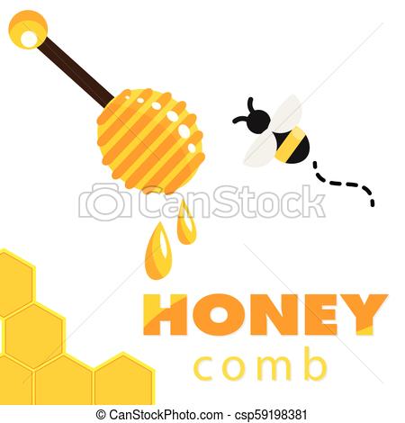 450x470 Honeycomb Bee Honey Dipper Background Vector Image