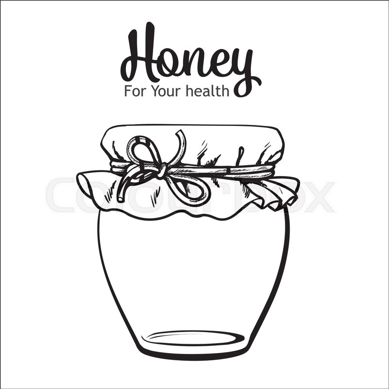 800x800 Jar Of Honey, Sketch Style Vector Stock Vector Colourbox