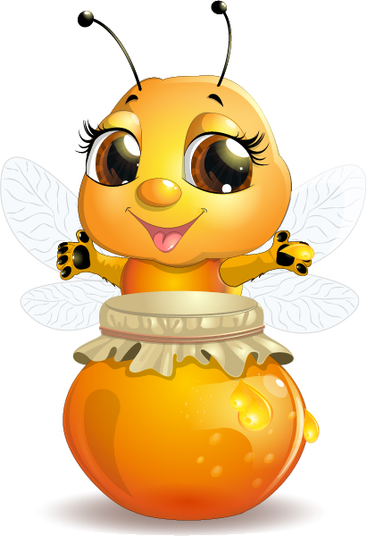411x600 Cute Bee With Honey Jar Vector Free Download