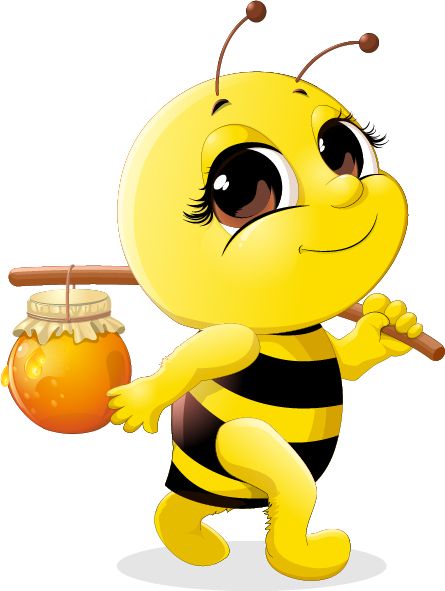 445x591 Cute Bee With Honey Jar Vector Ideas For The House Dibujo