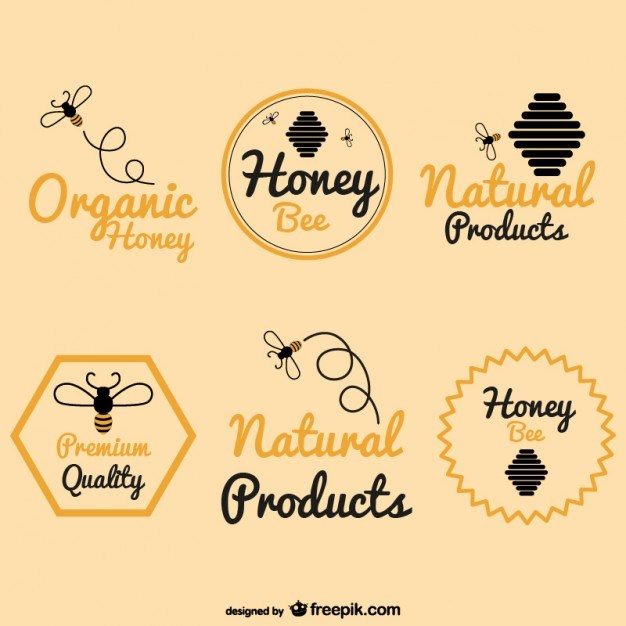 626x626 Bee Honey Logos Pack Free Vector