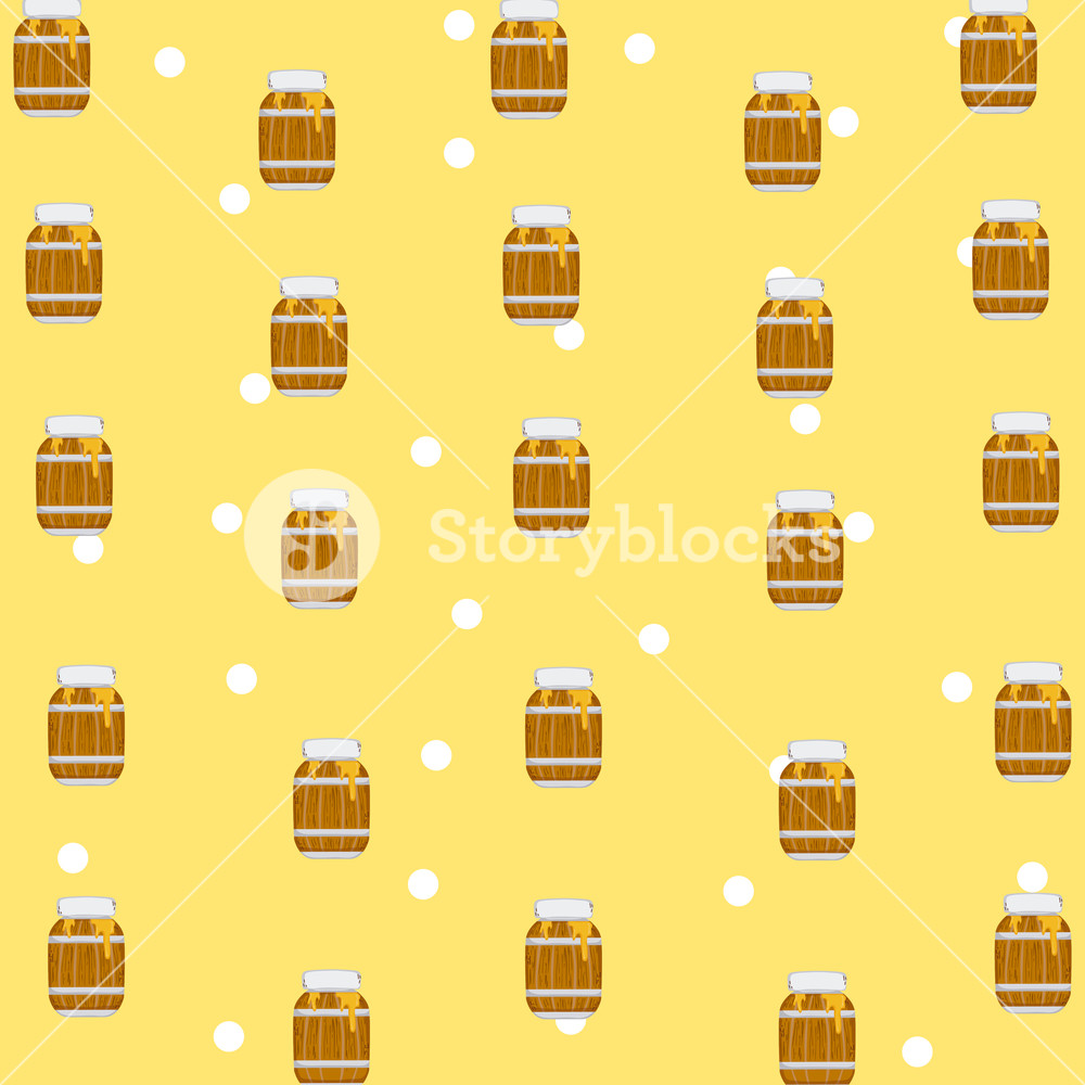 1000x1000 Honey Barrels Pattern Background Vector Illustration Graphic