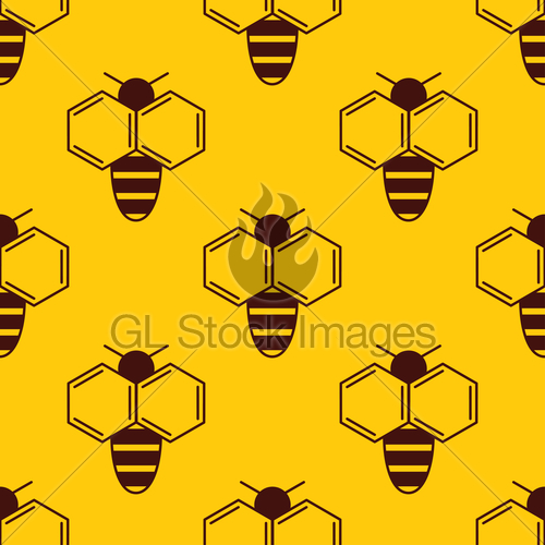 500x500 Vector Seamless Pattern Of Bee Logo On Honey Background Gl