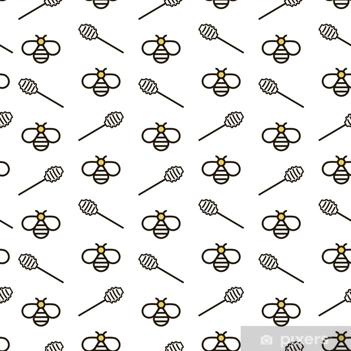 700x700 Vector Seamless Honey Pattern Background With Bees And Honey