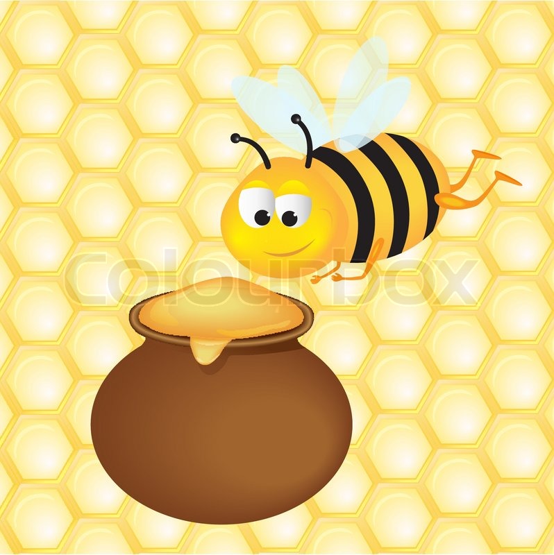 798x800 Honey Pot And Bee, Vector Illustration Stock Vector Colourbox