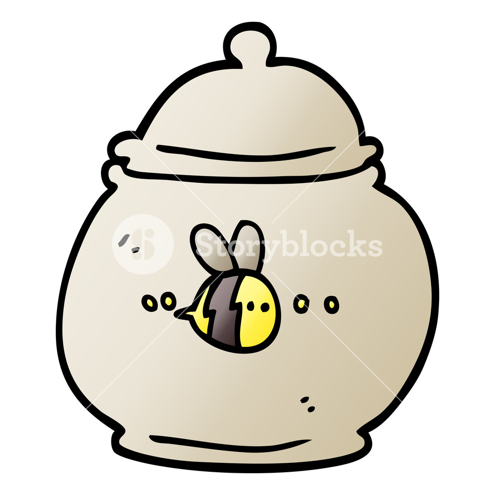 1000x1000 Vector Gradient Illustration Cartoon Honey Pot Royalty Free Stock