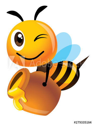 370x500 Cartoon Cute Happy Bee Carry A Big Honey Pot Fill With Fresh