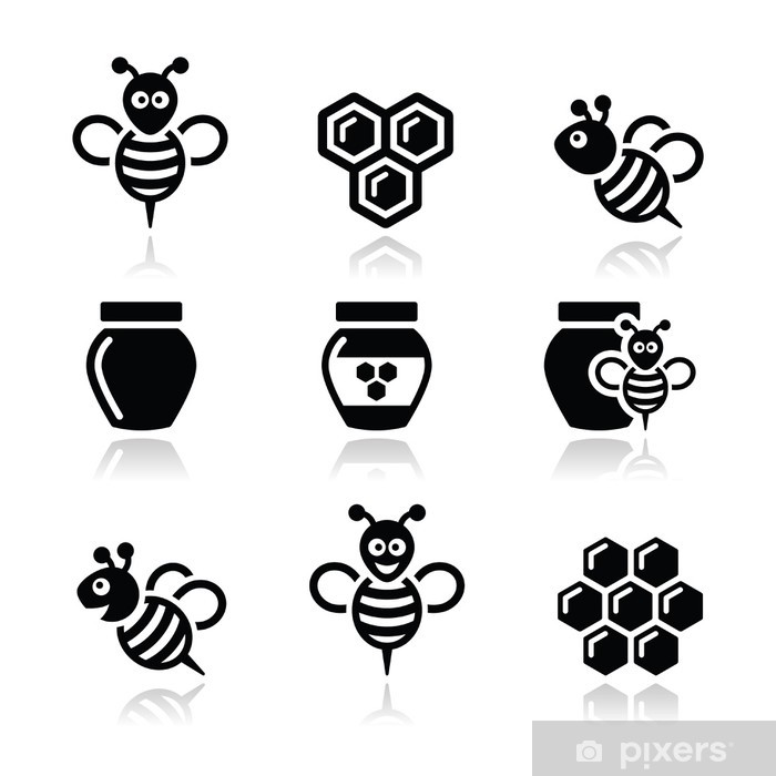 700x700 Bee And Honey Vector Icons Set Poster