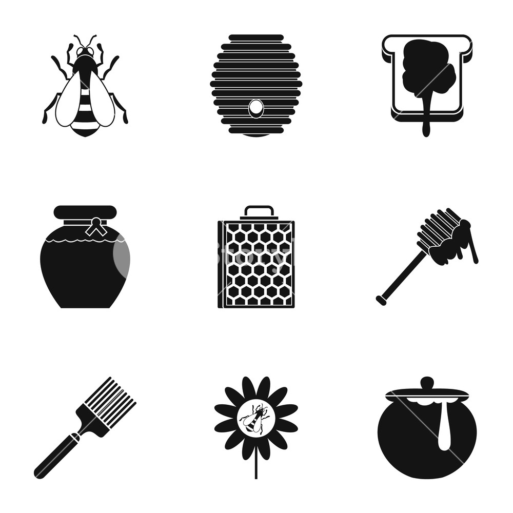 1000x1000 Honey Icons Set Simple Illustration Of Honey Vector Icons