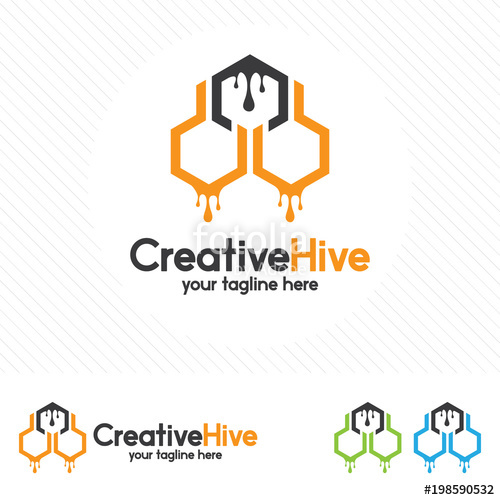500x500 Hive And Honeycomb Logo Vector Beehive Symbol Vector Stock