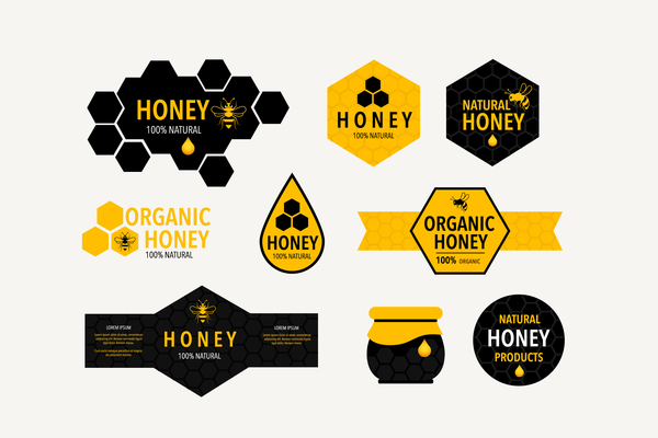 600x400 Black With Yellow Honeycomb Labels Vector Free Download