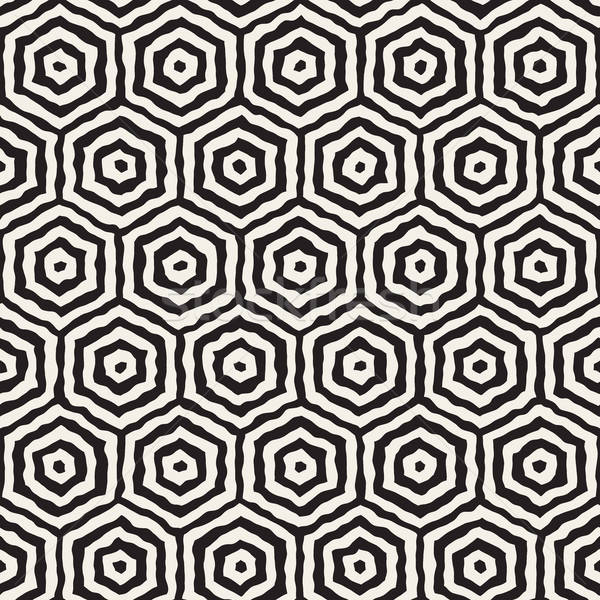 600x600 Vector Seamless Hand Painted Concentric Hexagon Line Geometric