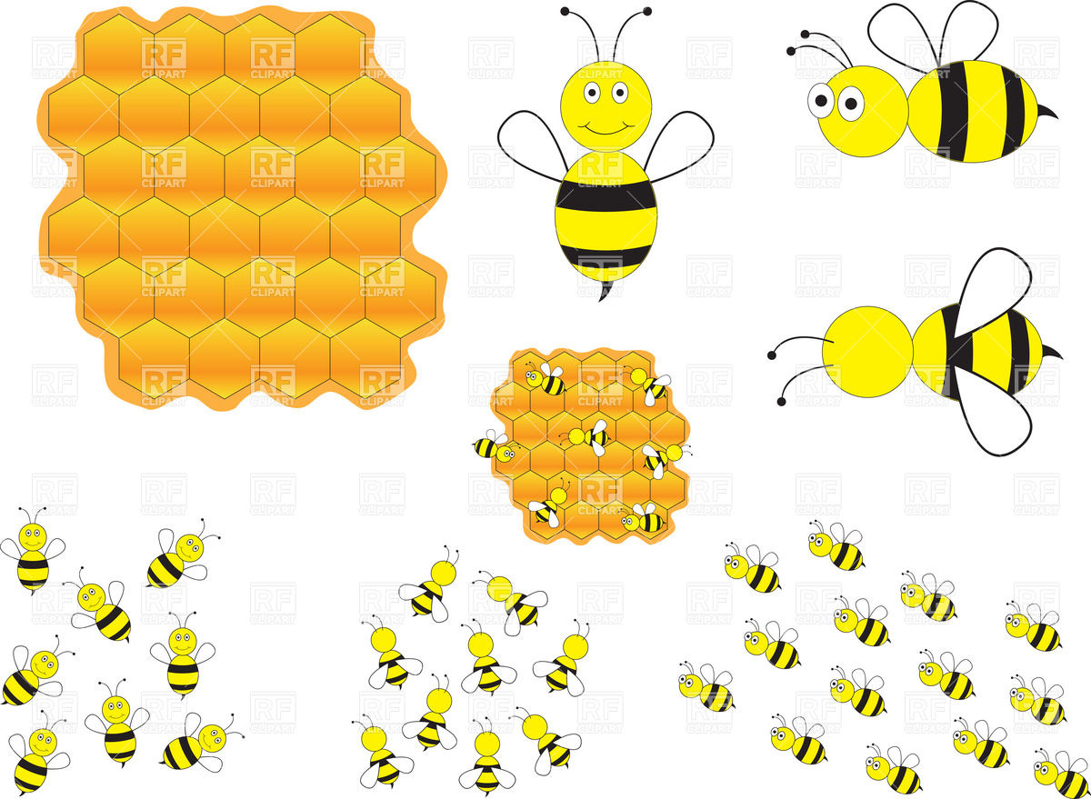 1200x879 Cartoon Bees And Honeycomb Vector Image Of Plants And Animals